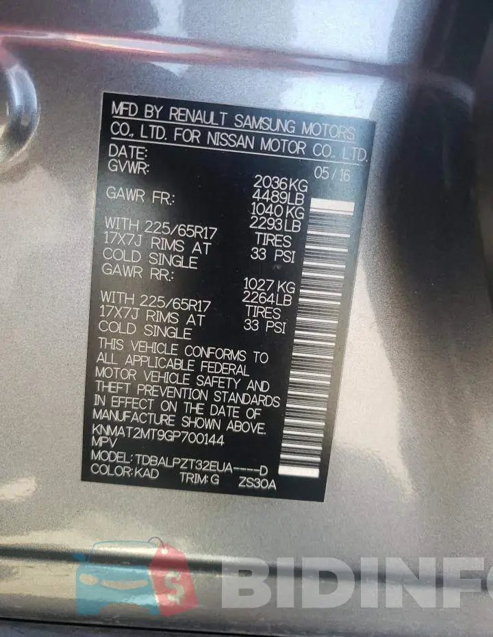 KNMAT2MT9GP700144 Photo# 10