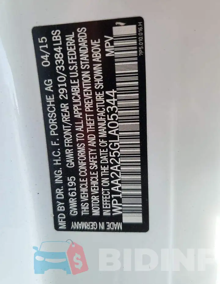 WP1AA2A25GLA05344 Photo# 10