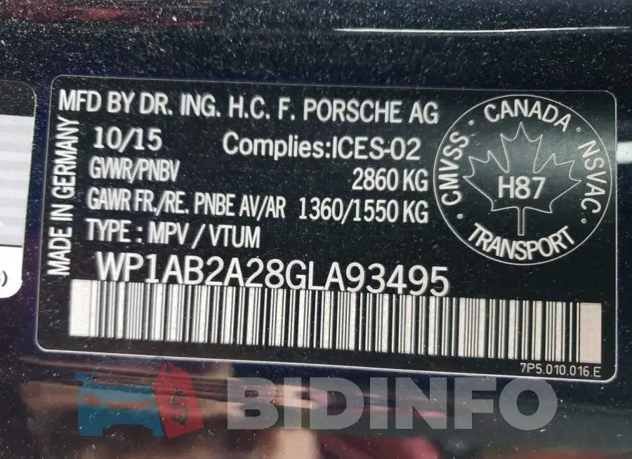 WP1AB2A28GLA93495 Photo# 10