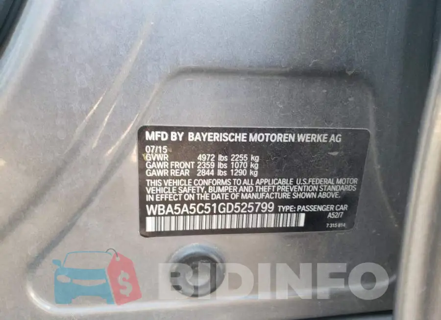 WBA5A5C51GD525799 Photo# 10