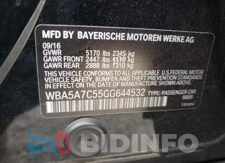 WBA5A7C55GG644532 Photo# 10