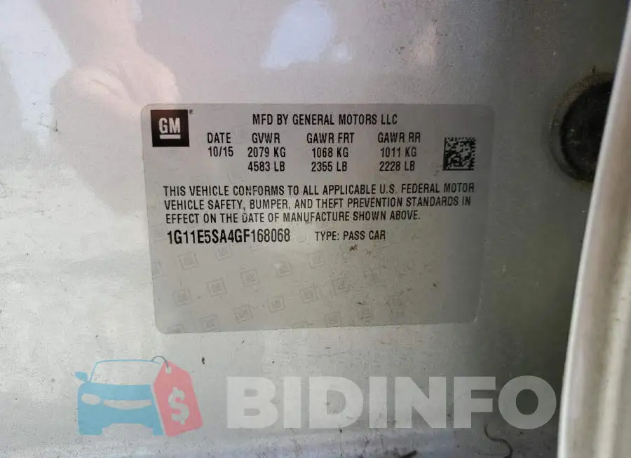 1G11E5SA4GF168068 Photo# 10