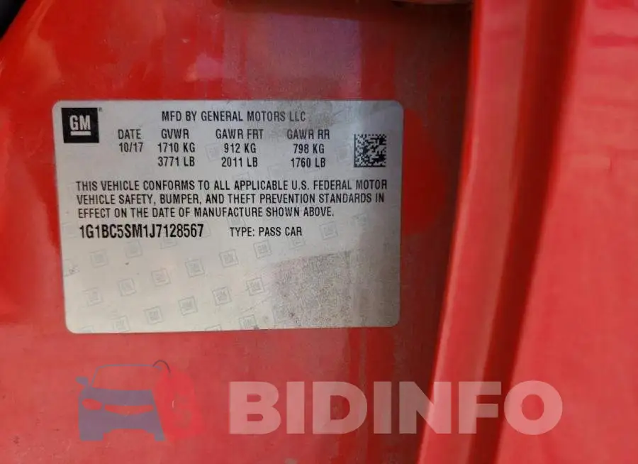 1G1BC5SM1J7128567 Photo# 10