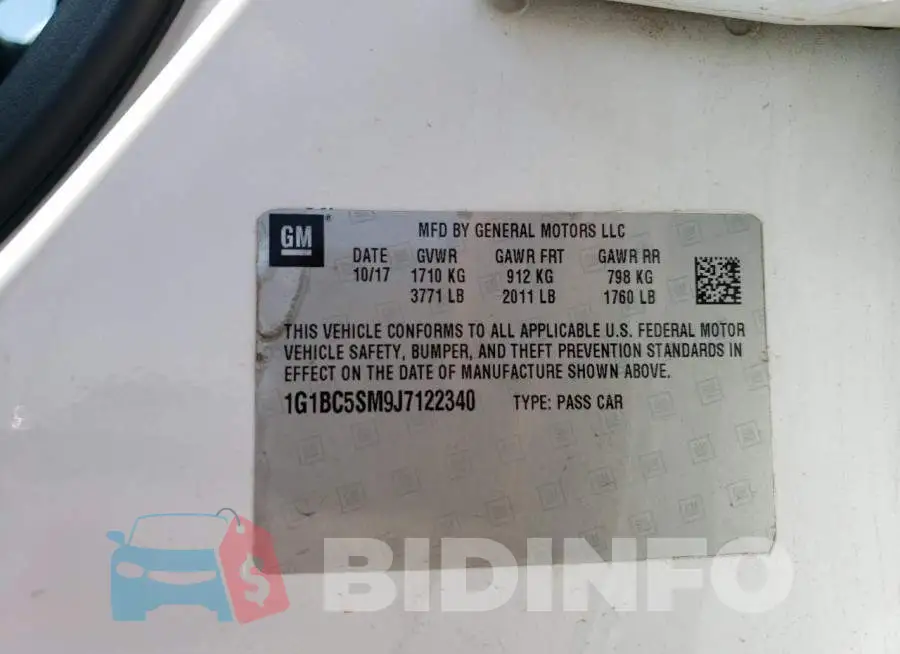 1G1BC5SM9J7122340 Photo# 10