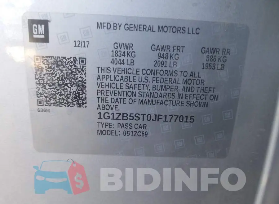 1G1ZB5ST0JF177015 Photo# 10