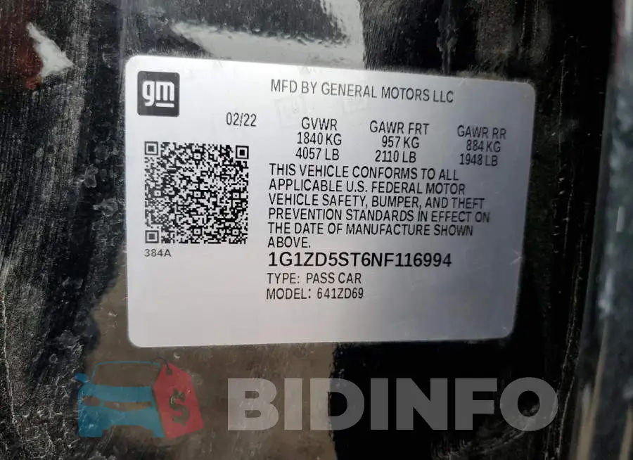 1G1ZD5ST6NF116994 Photo# 12