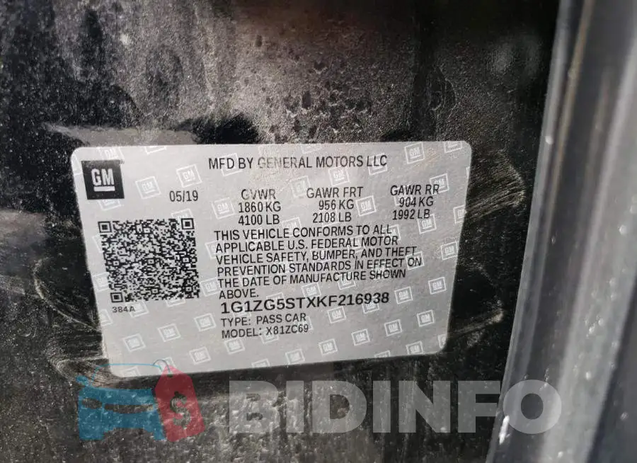 1G1ZG5STXKF216938 Photo# 10