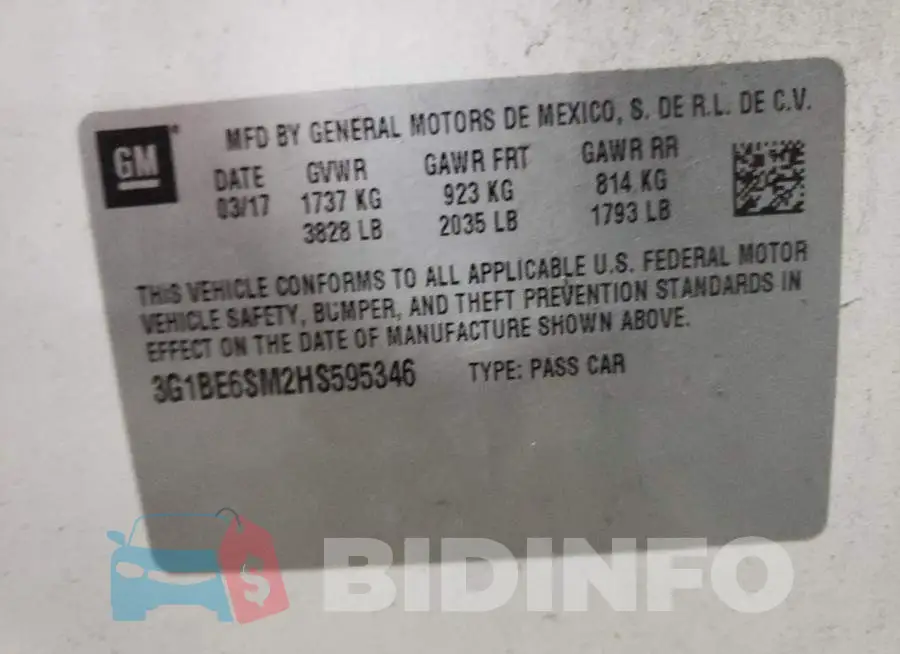 3G1BE6SM2HS595346 Photo# 10