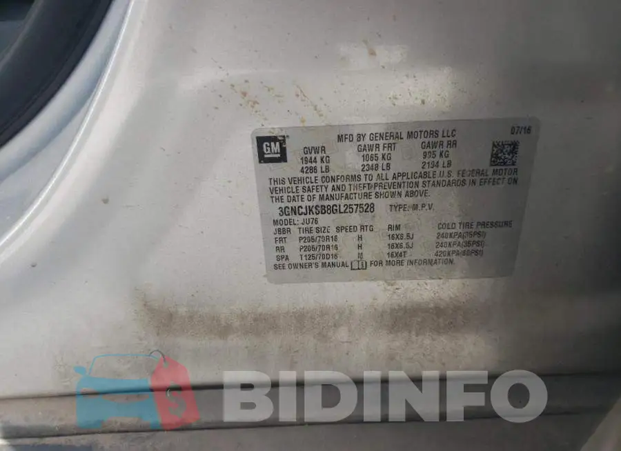 3GNCJKSB8GL257528 Photo# 10