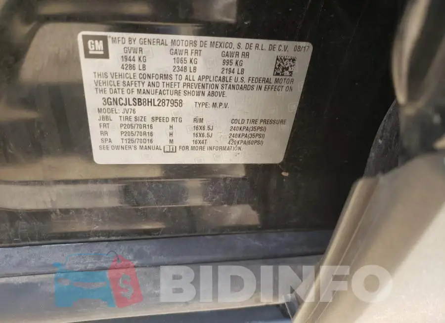 3GNCJLSB8HL287958 Photo# 10