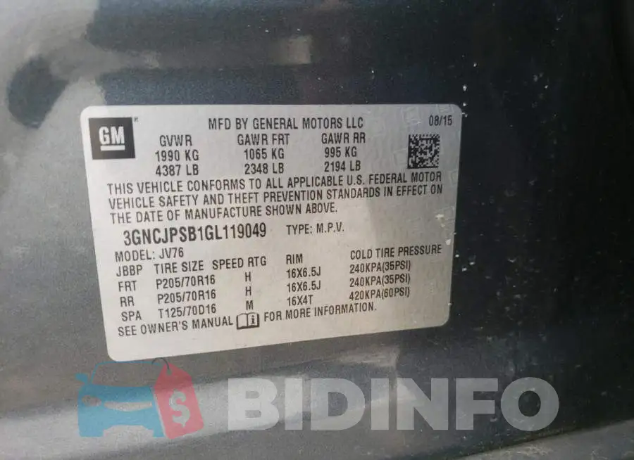 3GNCJPSB1GL119049 Photo# 10