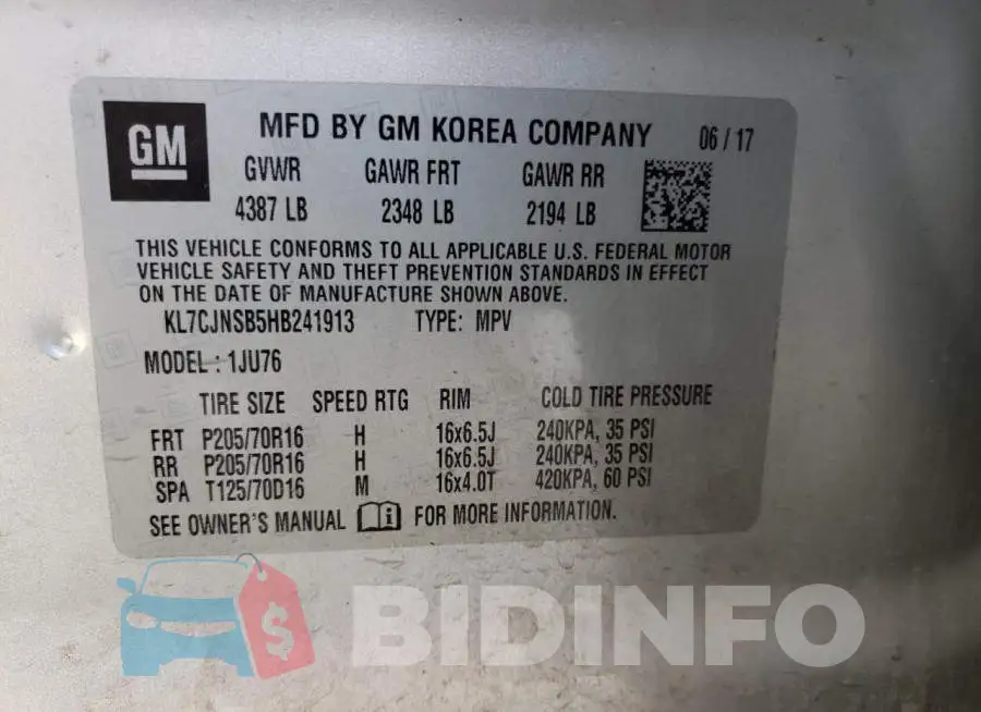 KL7CJNSB5HB241913 Photo# 10
