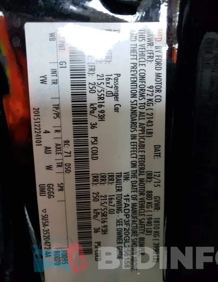 1FADP3F20GL256158 Photo# 10