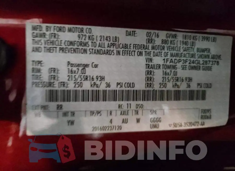 1FADP3F24GL287378 Photo# 10