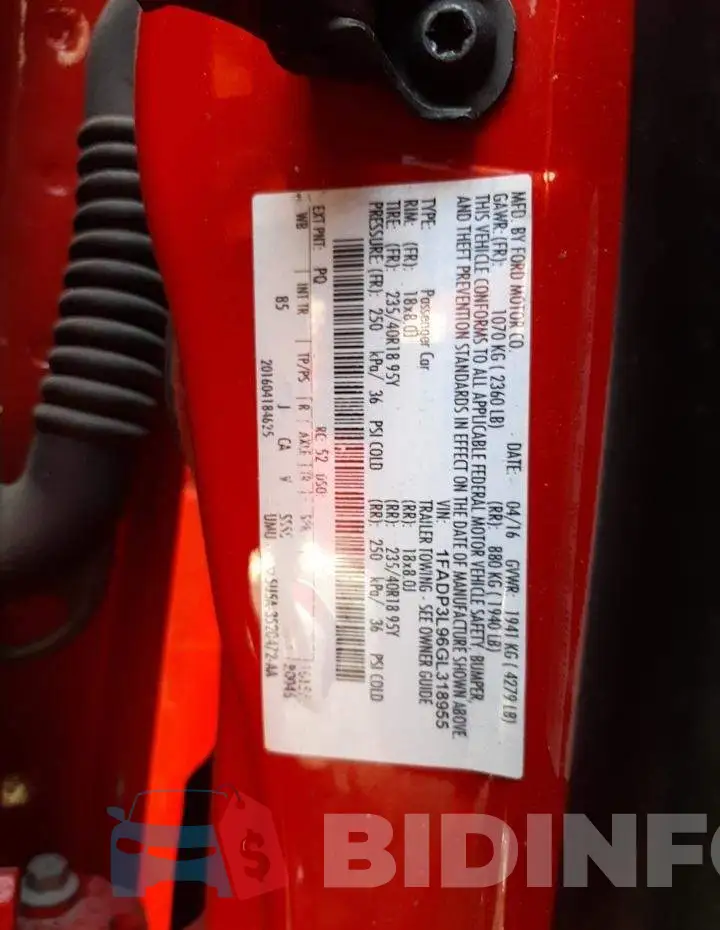 1FADP3L96GL318955 Photo# 10