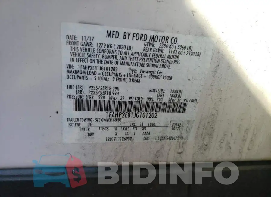 1FAHP2E81JG101202 Photo# 10
