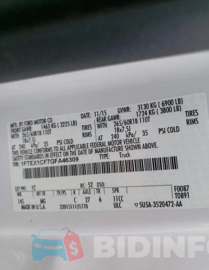 1FTEX1CF7GFA46309 Photo# 10