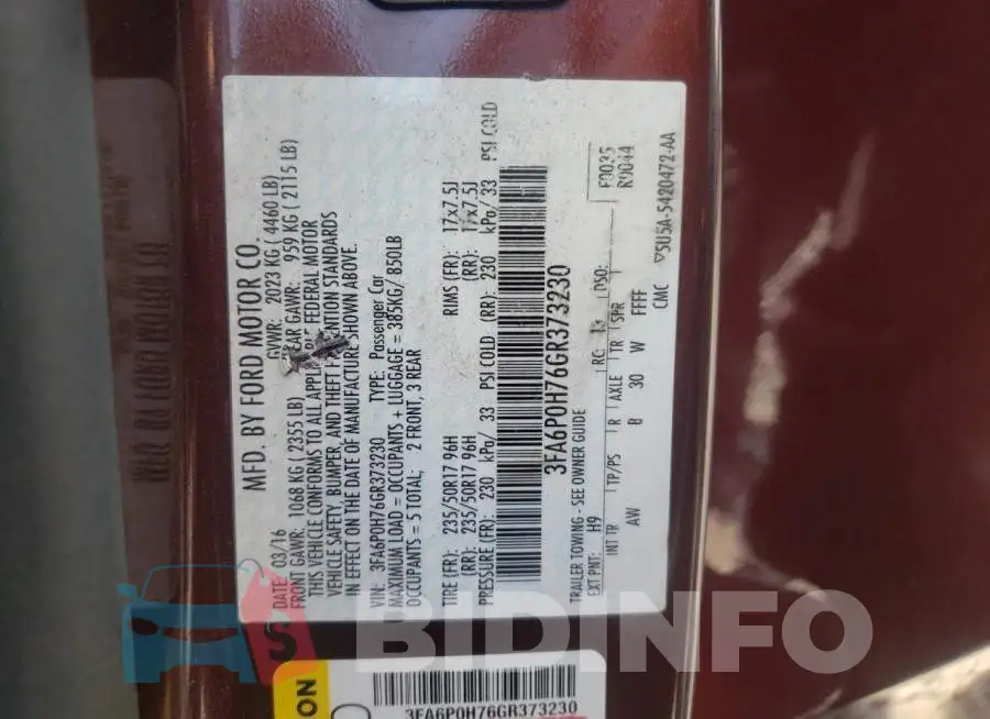 3FA6P0H76GR373230 Photo# 10