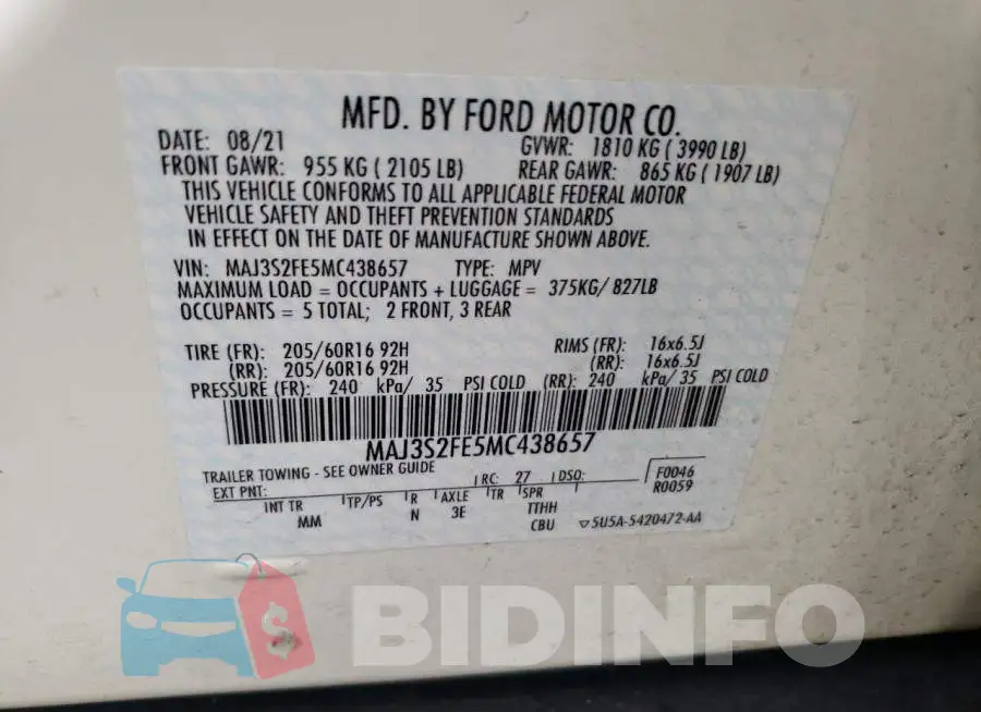 MAJ3S2FE5MC438657 Photo# 10