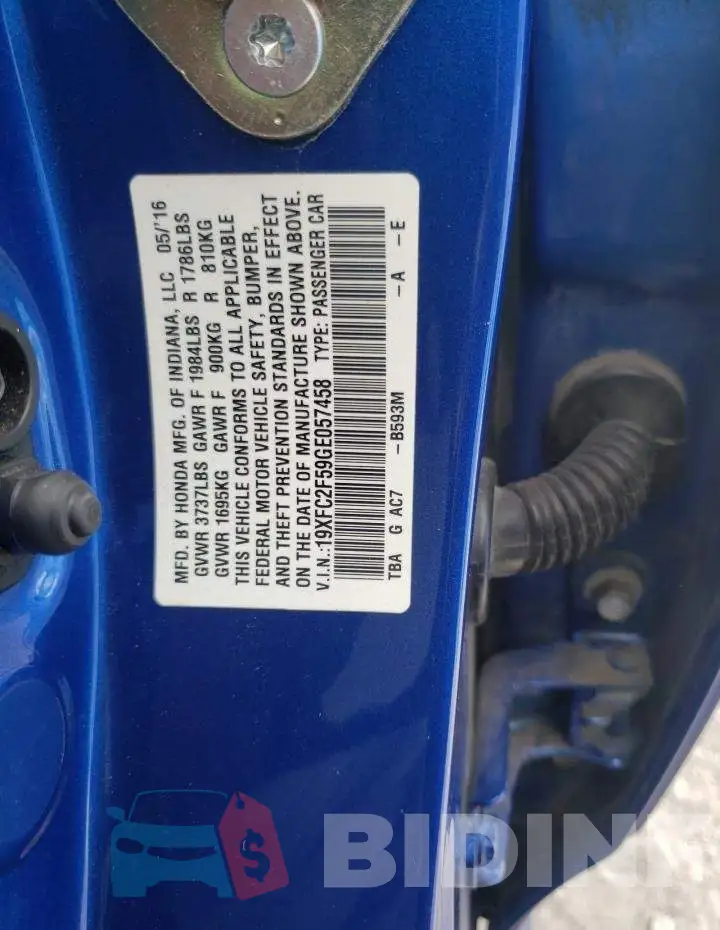 19XFC2F59GE057458 Photo# 10