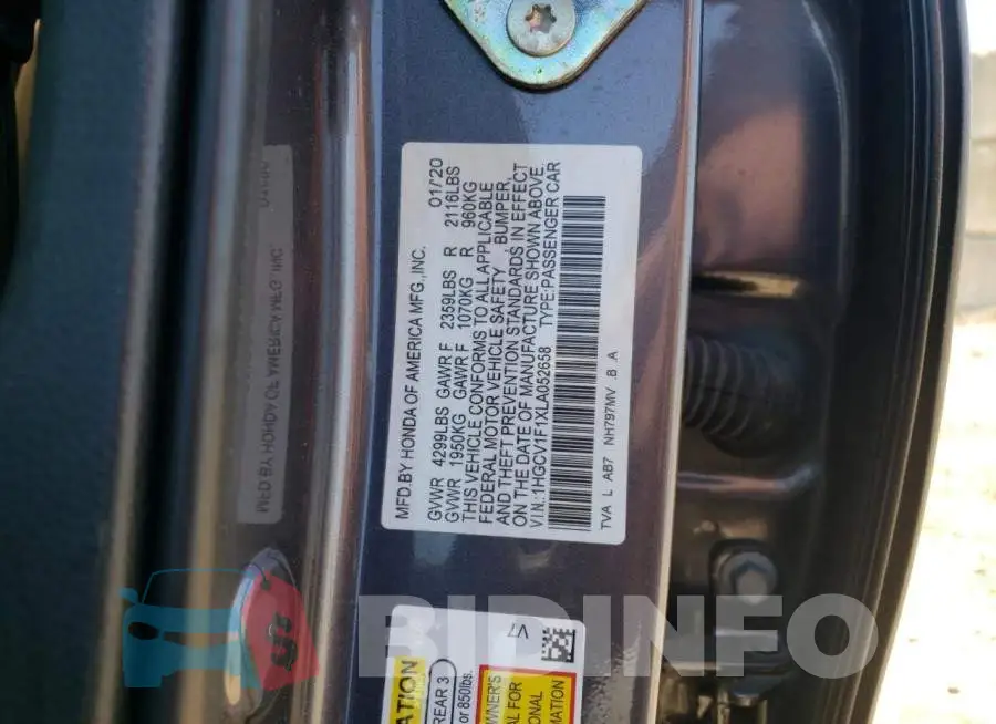 1HGCV1F1XLA052658 Photo# 10