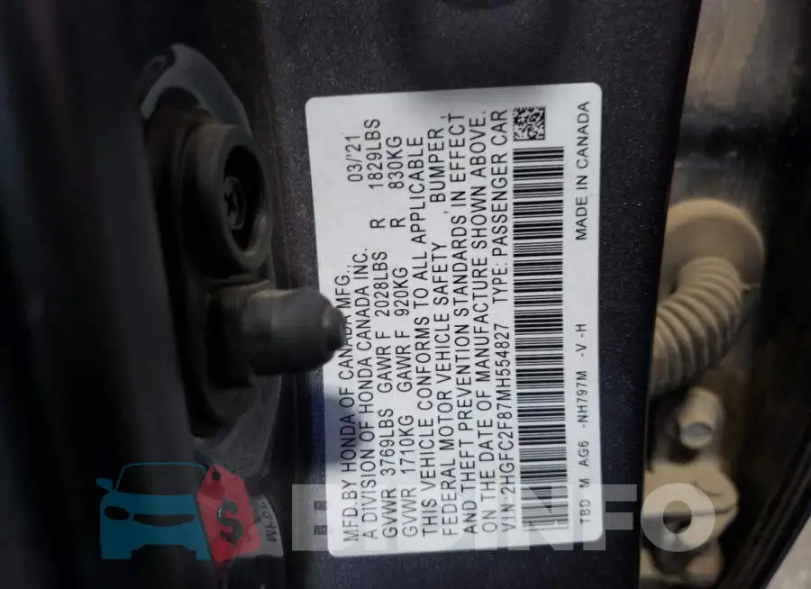 2HGFC2F87MH554827 Photo# 10