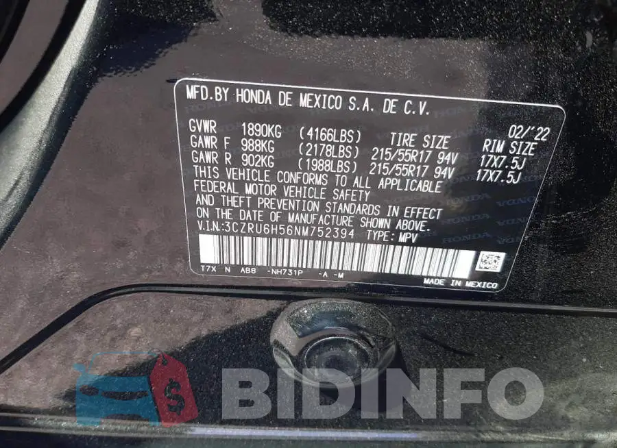 3CZRU6H56NM752394 Photo# 10