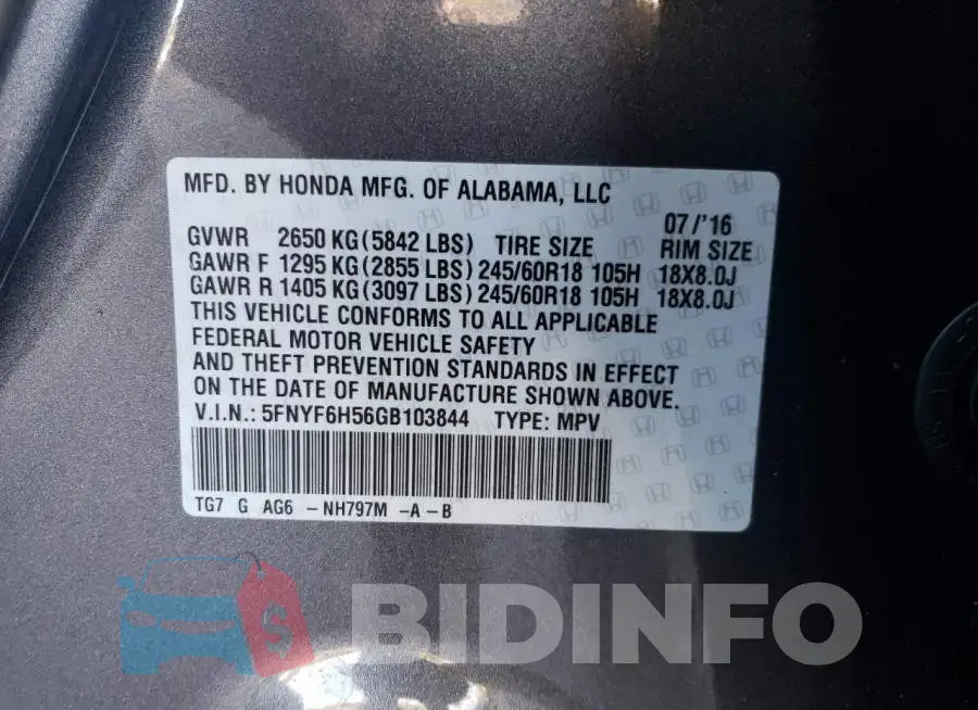 5FNYF6H56GB103844 Photo# 10