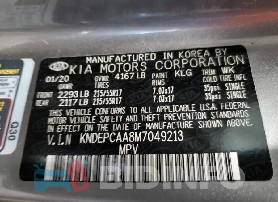 KNDEPCAA8M7049213 Photo# 10