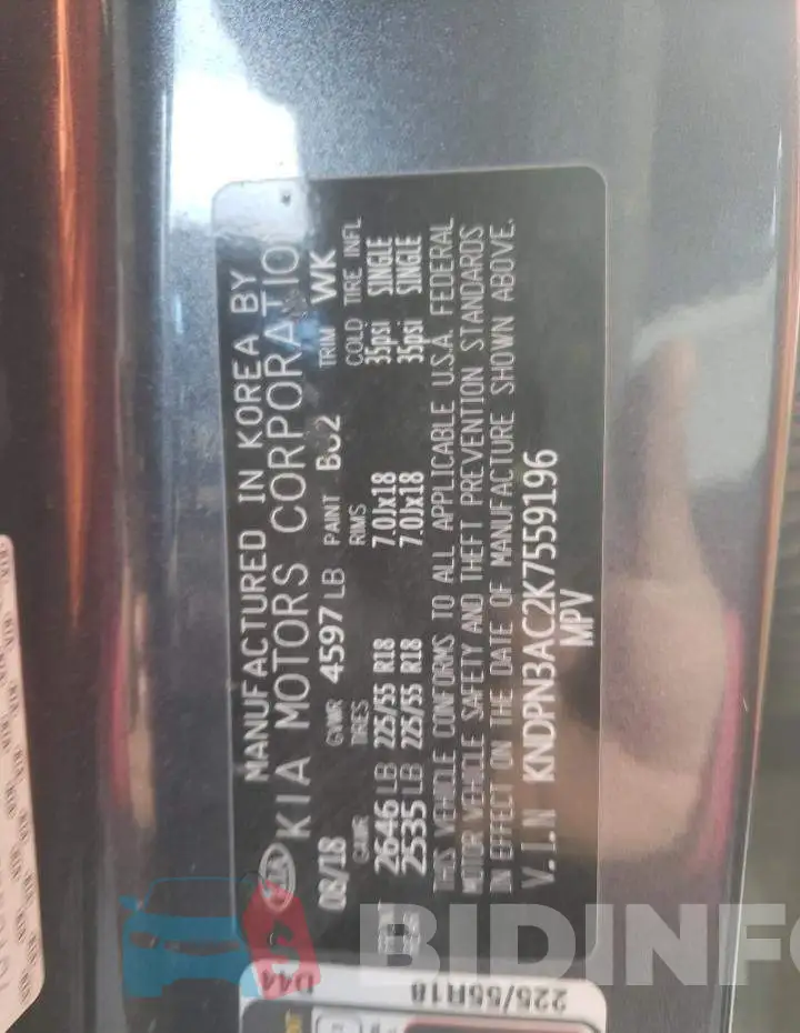 KNDPN3AC2K7559196 Photo# 10