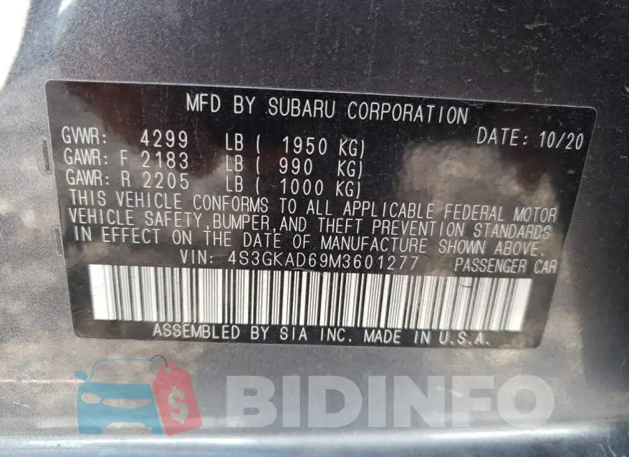 4S3GKAD69M3601277 Photo# 10