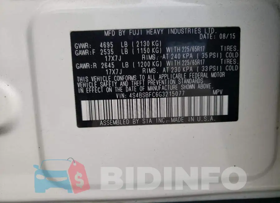 4S4BSBFC6G3215077 Photo# 10
