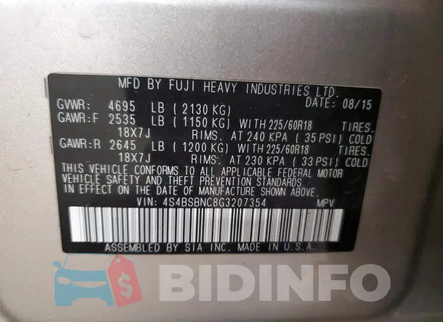 4S4BSBNC8G3207354 Photo# 10