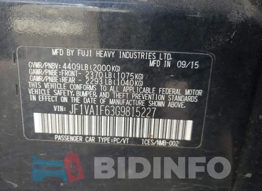 JF1VA1F63G9815227 Photo# 10
