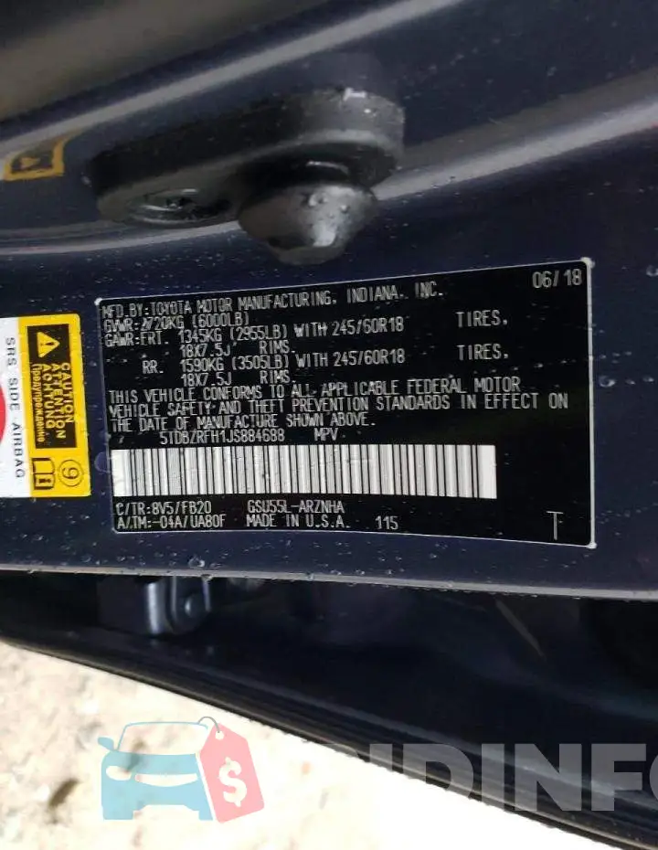 5TDBZRFH1JS884688 Photo# 10