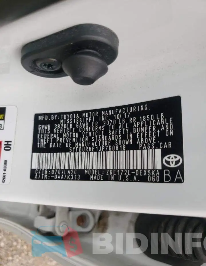 5YFBURHE1JP760818 Photo# 10