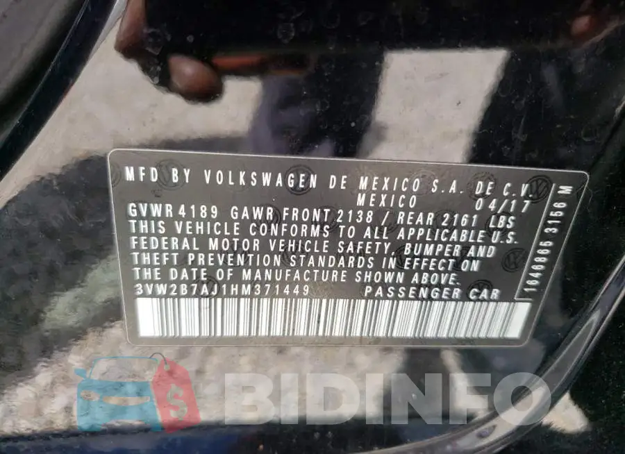 3VW2B7AJ1HM371449 Photo# 10