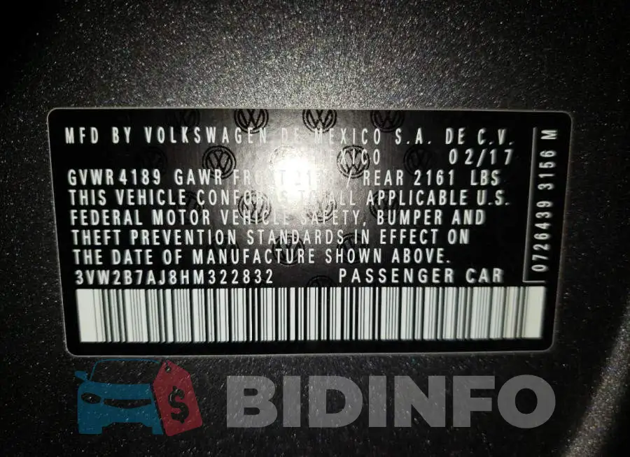 3VW2B7AJ8HM322832 Photo# 10