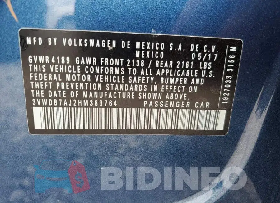 3VWDB7AJ2HM383764 Photo# 10