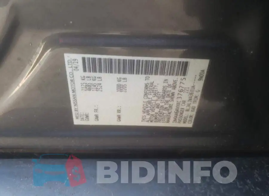 1N4AA6AVXKC376775 Photo# 10