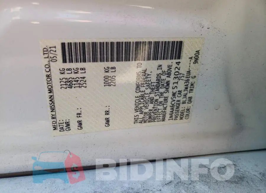 1N4AA6CV5MC513024 Photo# 10