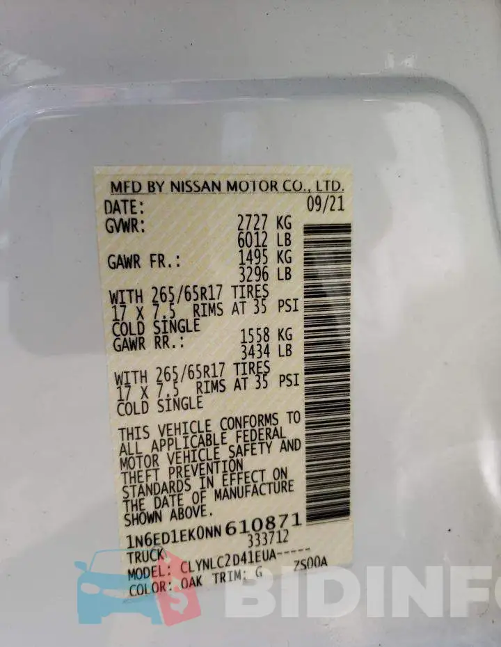 1N6ED1EK0NN610871 Photo# 10