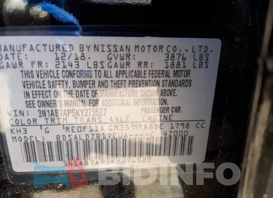 3N1AB7AP5KY276527 Photo# 10