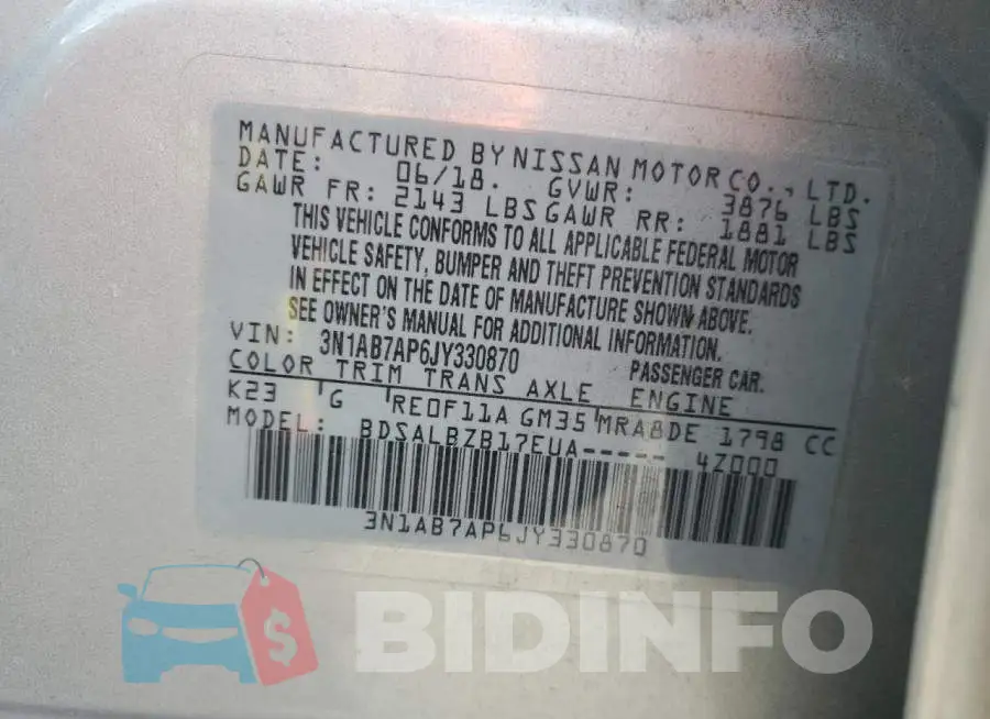 3N1AB7AP6JY330870 Photo# 10