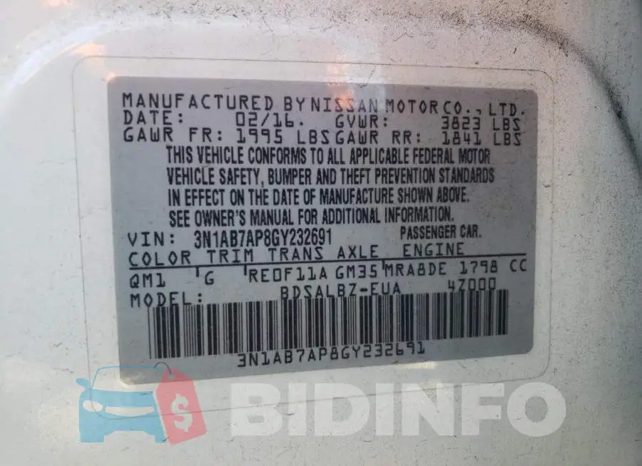 3N1AB7AP8GY232691 Photo# 13