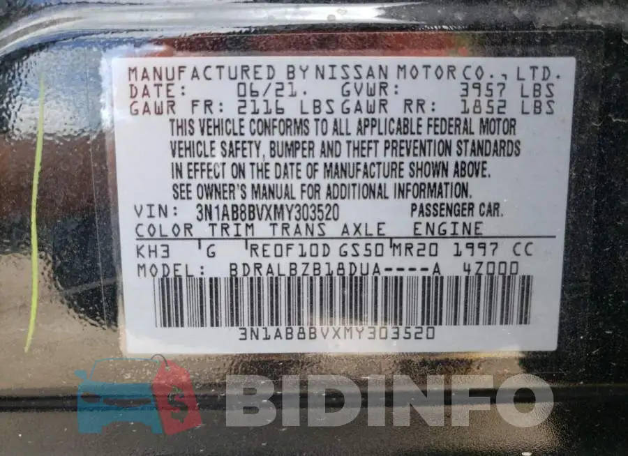 3N1AB8BVXMY303520 Photo# 10