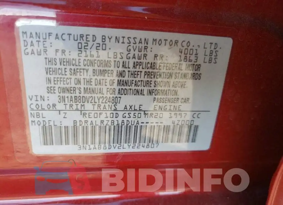 3N1AB8DV2LY224807 Photo# 10