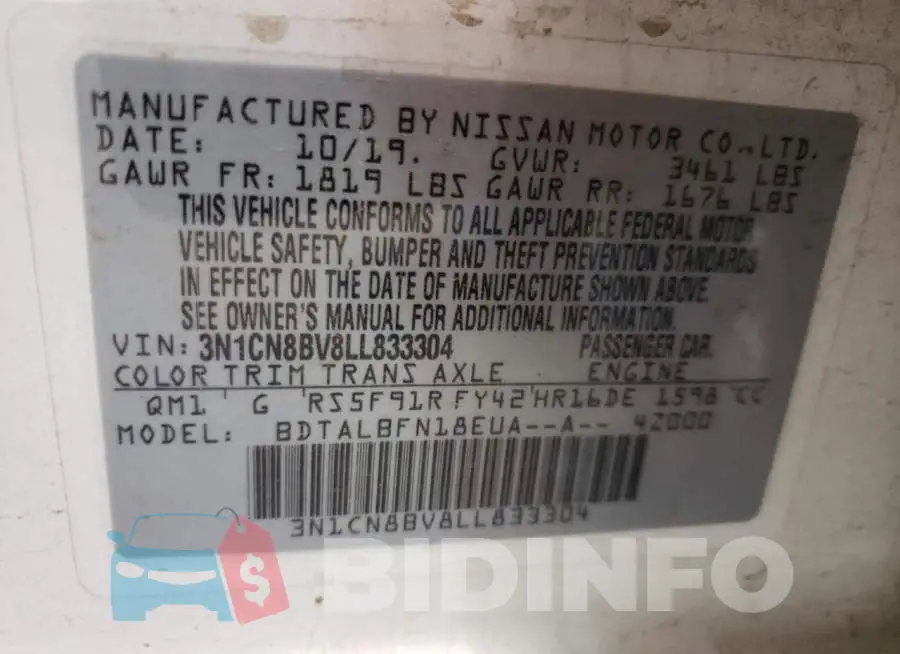 3N1CN8BV8LL833304 Photo# 10
