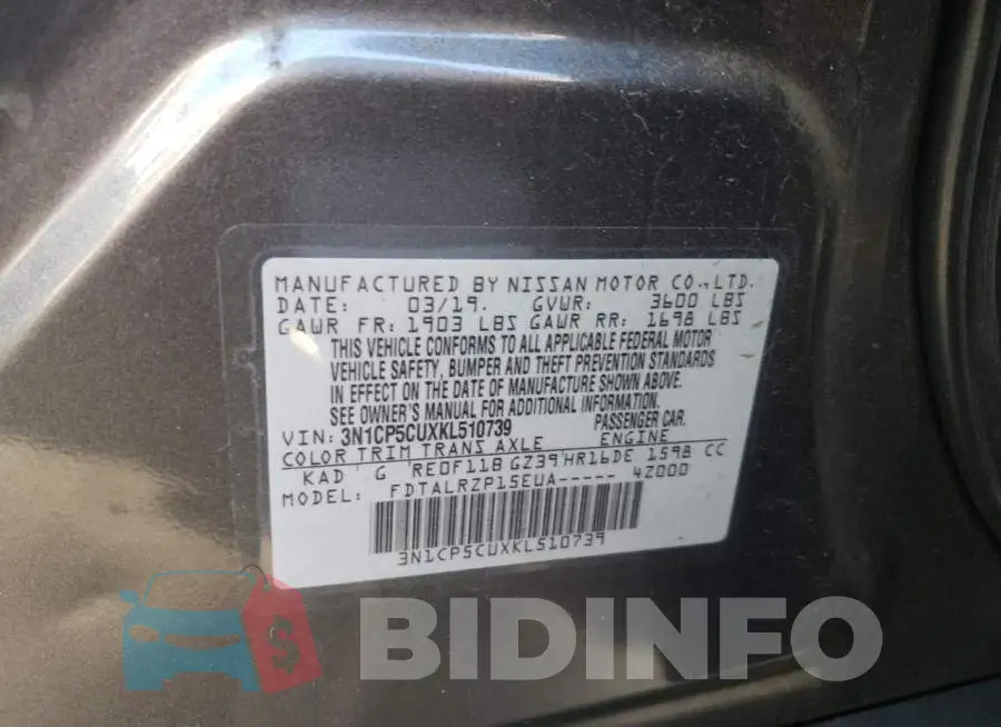 3N1CP5CUXKL510739 Photo# 10