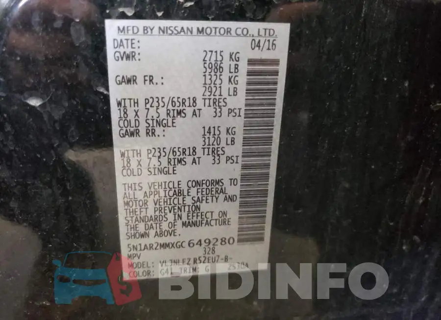 5N1AR2MMXGC649280 Photo# 10